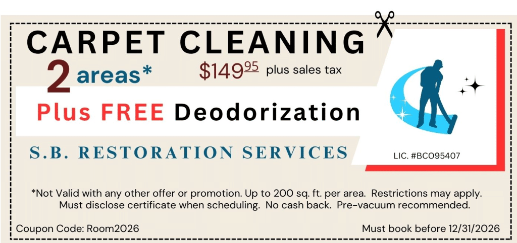Carpet Cleaning 2 Areas or Rooms $149.95 Free Deodorization